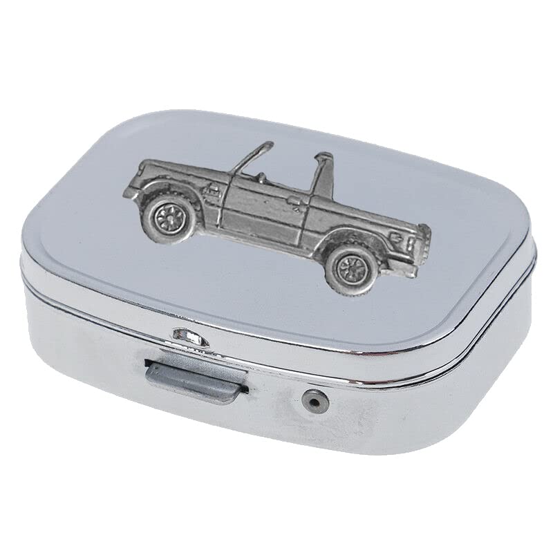 Mits Pajero Shogun boîte à pilules 3D miroir de poche pilulier étain 2 jours