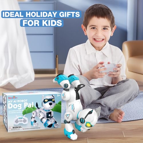 Dreamon Roboter Hund Kinder, Ferngesteuerter Hund Spielzeug Gestensteuerung Interaktive Berührung Programmierbar Tanzmusik Nachahmung von Tiergeräuschen Geschenke für Jungen und Mädchen