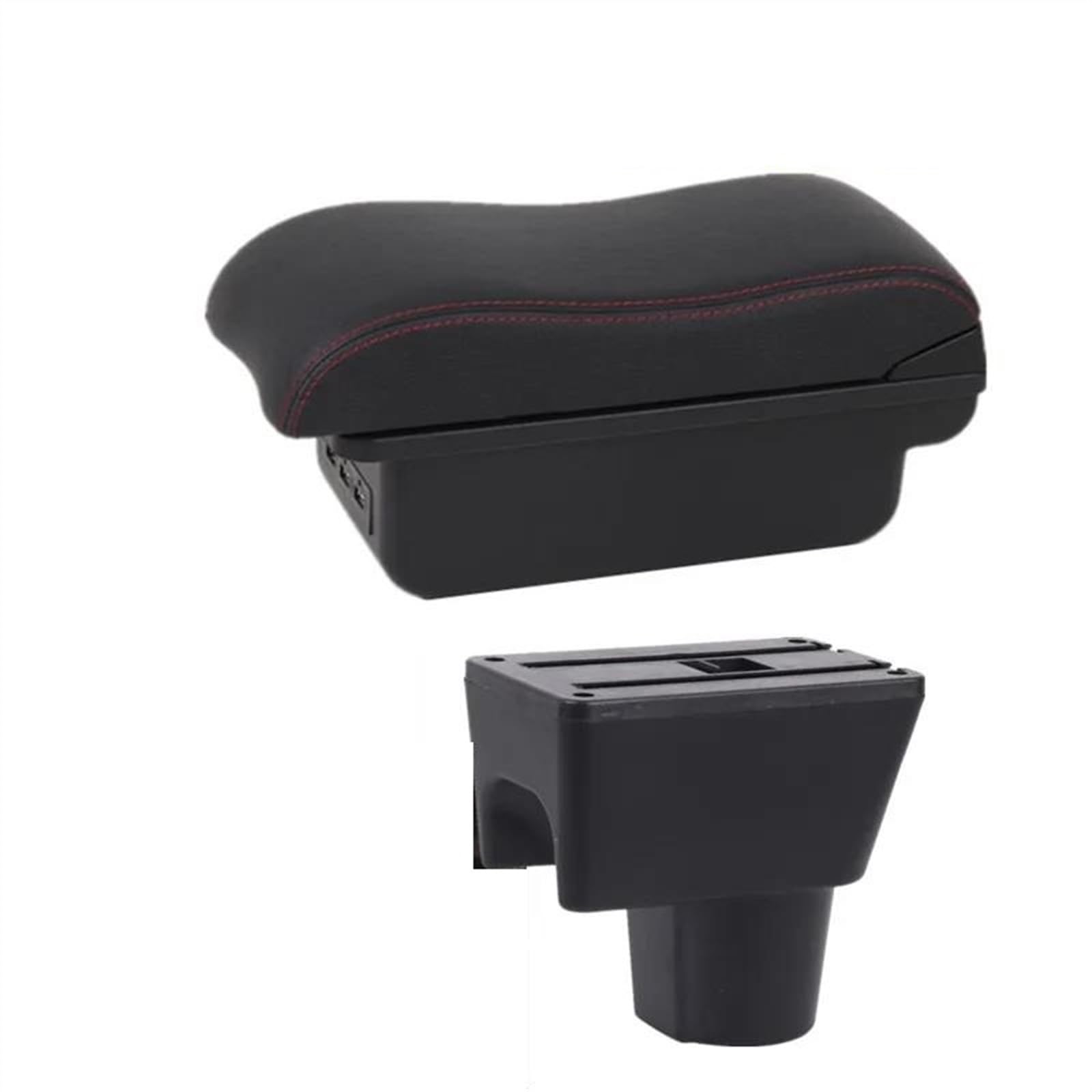 NOHEEU Armrest Box With Multifunctional Support PU Cushion Car Interior Modification Accessories For Terrano 3 2012-2018(B2 red line 3USB)