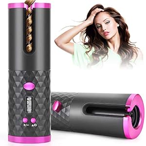 Hair Curler, Wireless Automatic Curling Iron Portable Ceramic Barrel Bupto Hair Curling Wand with LCD Display 6…