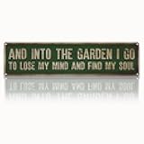 Garden Metal Tin Sign, Rustic Farmhouse Decor, And Into the Garden I Go Sign, Inspirational Gardening Quote Wall Art, for Yard Fence Door Porch, Vintage Outdoor Gardens Decoration, 15.7 x 3.9 Inches