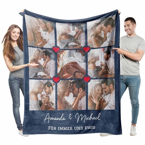 Easycosy personalisierte Decke für Paare - Geschenke für Sie Frauen Benutzerdefinierte Bild ersonalisierte Foto Kuscheldecke für Freundin… – Ansicht 1