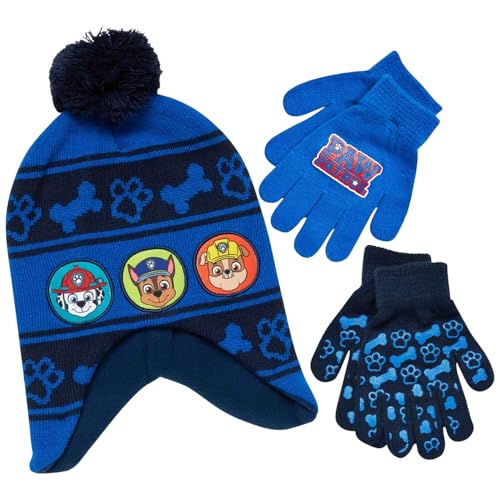 Image of Nickelodeon Boys Paw Patrol Winter Hat, 2 Pair Gloves or Mittens (Toddler /Little Boys)