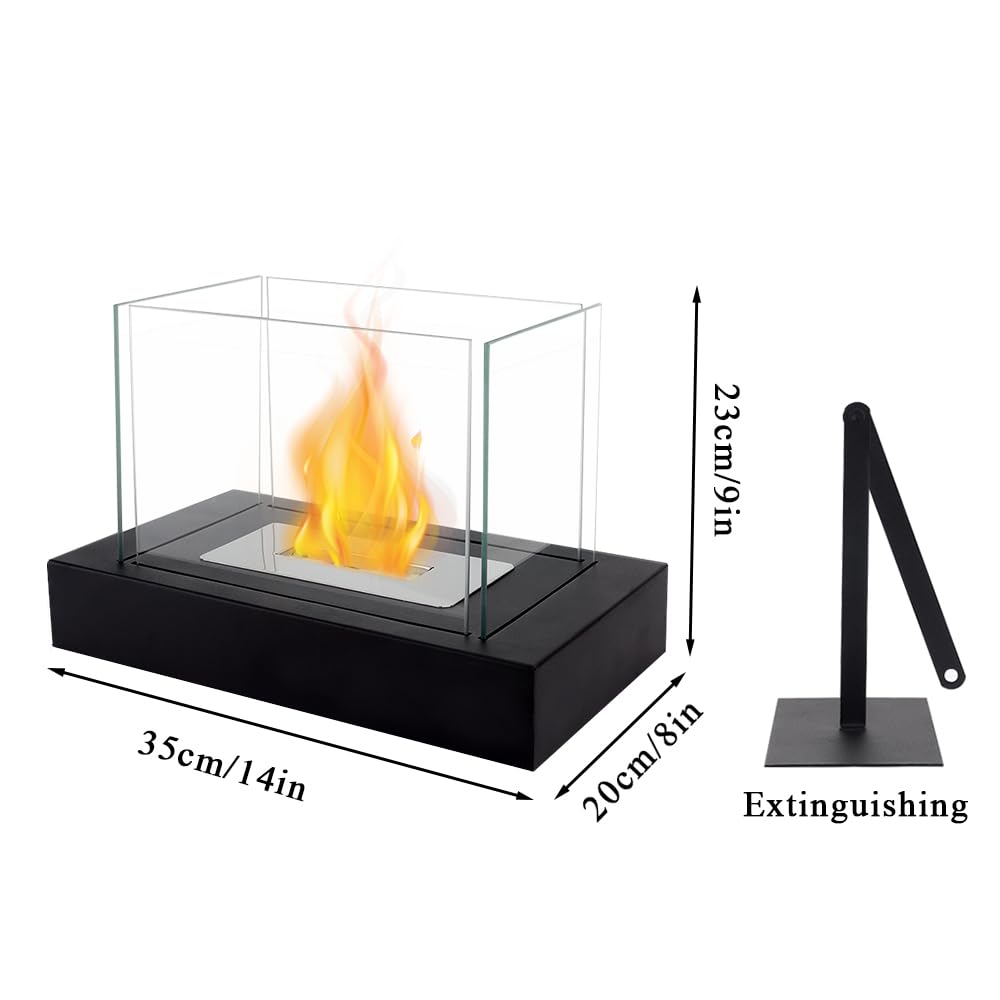 JHY DESIGN Schwarz 35cm Breite Tisch-Kamin/Feuerschale für Terrasse