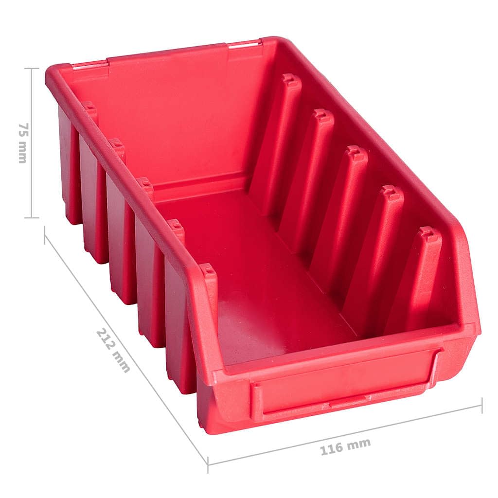 103 piezas de pared para herramientas con cajas de almacenamiento a la vista rojo y negro, 6 paneles de pared, 27 cajas apilables, portaherramientas, ganchos, soporte para llaves para taller
