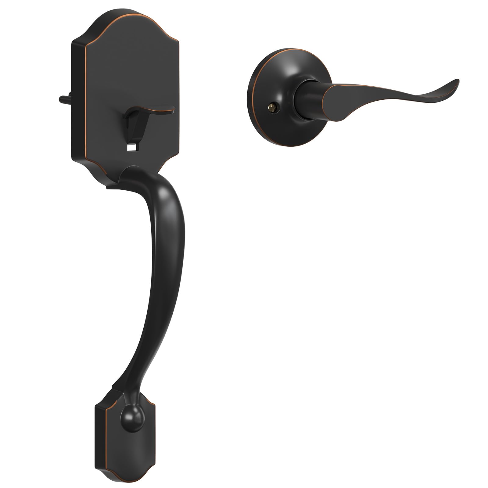 HOSOM Front Door Handle Set - Reversible Lever Handle Without Lock In Oil Rubbed Bronze