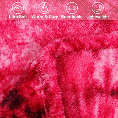 Image of Exclusivo Mezcla Plush Fuzzy Fleece Throw Blanket Extra Large, Super Soft, Fluffy and Warm Blankets for Couch, Bed, Suitable for All Seasons (50x70 Inches, Tie Hot Pink)