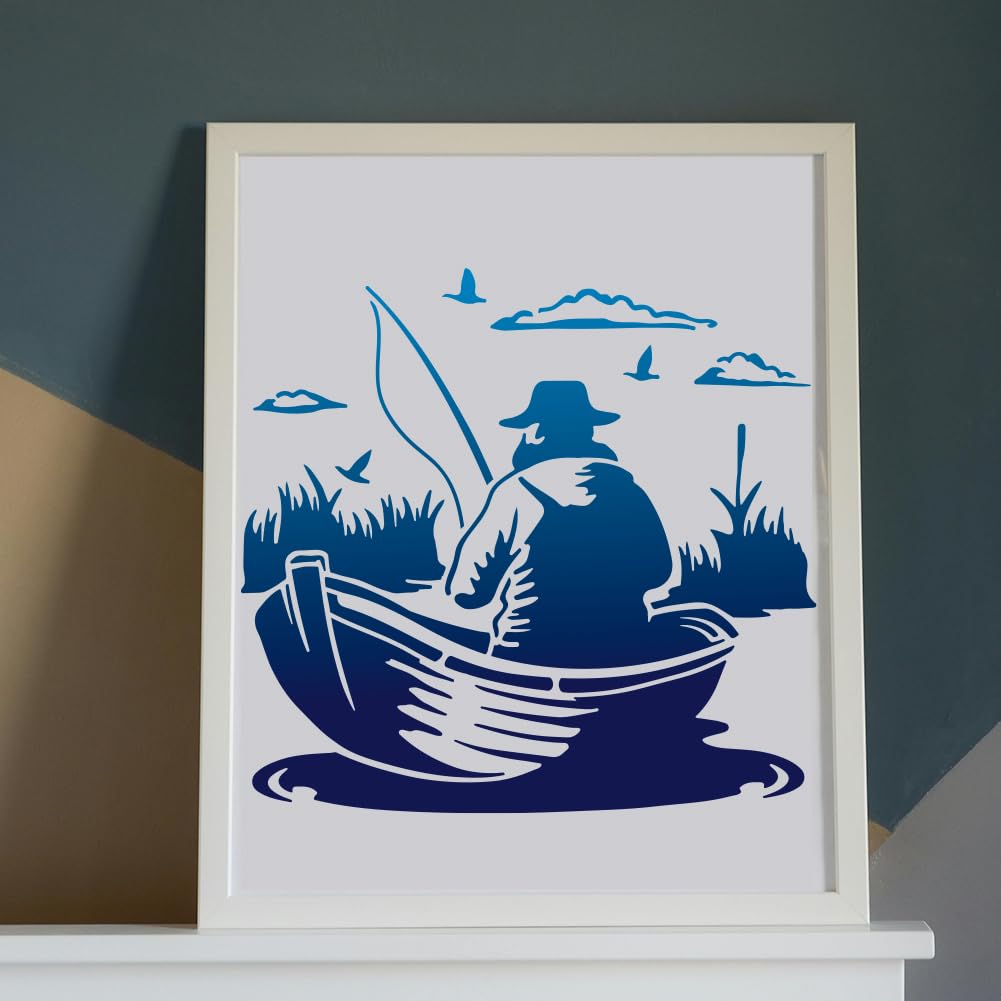 Carta Per Album Da Pesca 30x30 Cm - 4 Fogli Con Tema Pesca E Campeggio