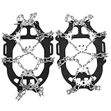 Hamwesh Tacos de Hielo para Zapatos y Botas, 24 Puntas de Acero Inoxidable Crampones Ligeros, Empuñaduras de Tracción Antideslizantes con Correa Ajustable para Senderismo, Caminar, Pesca en Hielo (M)