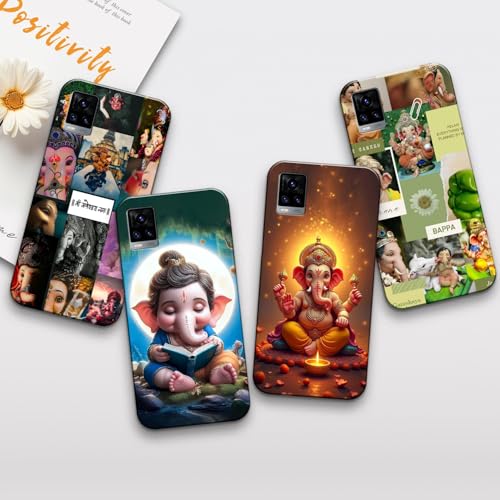 Image of COLORflow Back Cover Compatible with Vivo V20 | Ganesh Ji, Lord Ganesha Customized Back Cover Compatible with Vivo V20
