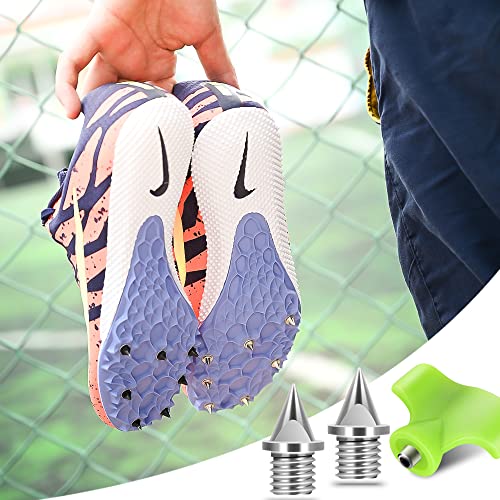 Image of 1 /4 Inch Track Spikes, 100 Pieces Steel Track Shoe Spikes Replacements and Spike Wrench for Sports Running Track Shoes