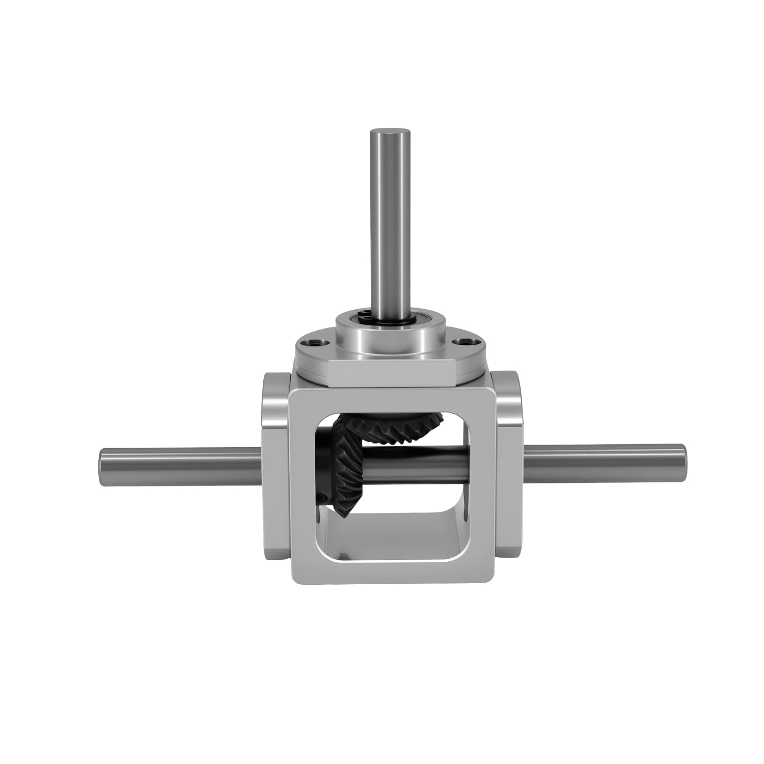 90 Degree Right Angle Bevel Gearbox 1:1 Forward Double Output Shaft 8mm | 1 Module 20 Teeth Steering Device with Aluminum Alloy Frame and Stainless Steel Shaft for Simple Mechanical DIY Applications