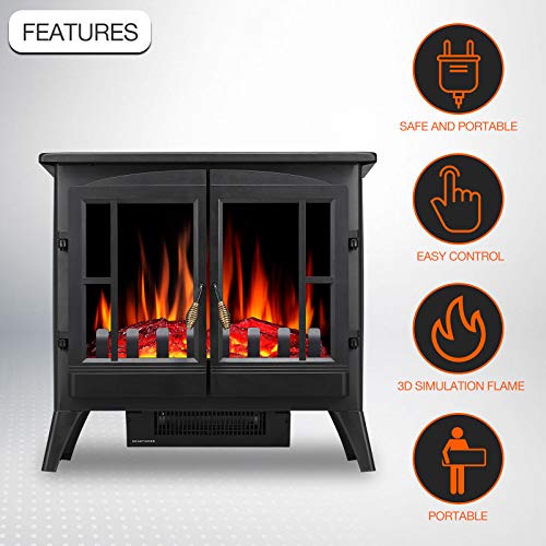 Image of Antarctic Star 3D Infrared Electric Fireplace Stove, Freestanding Fireplace Heater Adjustable Brightness,Portable,Thermostat,Overheating Protection,ETL Certified,1000W /1500W(23) Inch