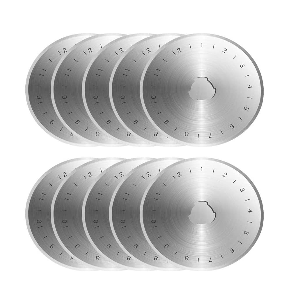 60mm Rotary Cutter Blades, 10 Pack Replace Rotary Blades Cutters for Quilting Scrapbooking Sewing Arts & Crafts, Sharp and Durable