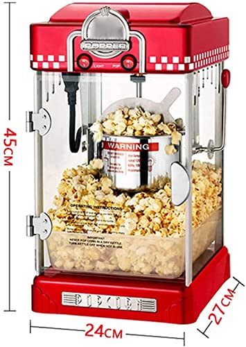 LLLZM Popcornmaschine fr Zuhause, Kommerzielle Popcornmaschine aus rostfreiem Stahl, Retro Heil Poppermaschine mit… – Bild 3