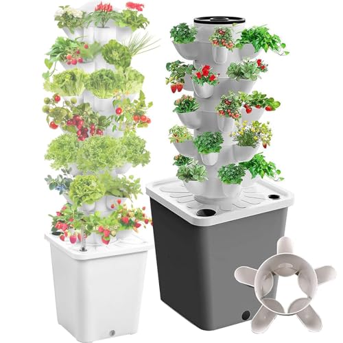 Torre Hidropónica 10 15 20 25 30, Kits de Cultivo Hidropónico, 10L Tanque de Agua de Gran Capacidad, Para Hierbas, Frutas, Verduras, Flores, Con Bomba de Agua,25Holes