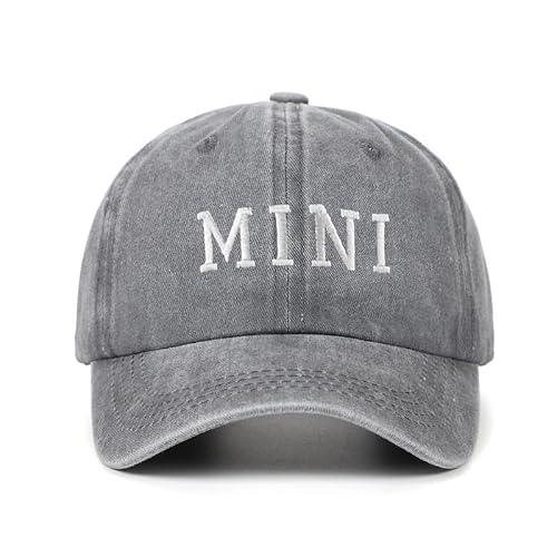 AMateschitz Czapka baseballowa, mama, tata i mini, uniseks, styl vintage, czapka bejsbolówka, dla rodziców i dzieci, klasyczna bawełniana czapka bejsbolówka, regulowana, Dziecięcy szary, Rozmiar