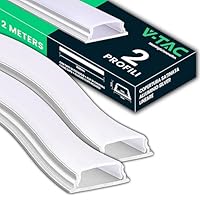 V-TAC 2 x Profile für flexible LED-Streifen à 2 Meter – (insgesamt 4 Meter) – Klappprofil für Wand und Decke für LED-Streifen aus Aluminium mit satinierter Abdeckung – Farbe Silber – 18 x 6 mm