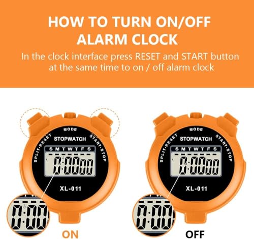 Digital Sports Stopwatch Timer Stopwatch Large Display Interval Training Timer Outdoor Split Stop Watch Lap Timer Digital Calendar Alarm Clock Referee Watch for Training Swimming Running (Orange) - Image 6