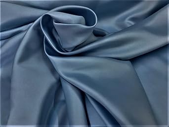 58"/60" Wide Peau De Soie Silk Skin Duchess Bridesmaid, Dress, Dull Satin Fabric 1 Yard, Steel Blue