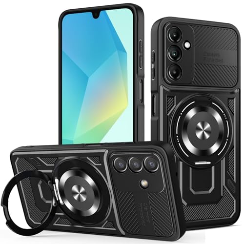 LXHGrowH Case for Samsung Galaxy A17 4G / 5G, Military Standard Protective Case, Shockproof Armor Anti-Scratch Mobile Phone Case, with 360 Degree Magnetis Rotating Stand Case, Black
