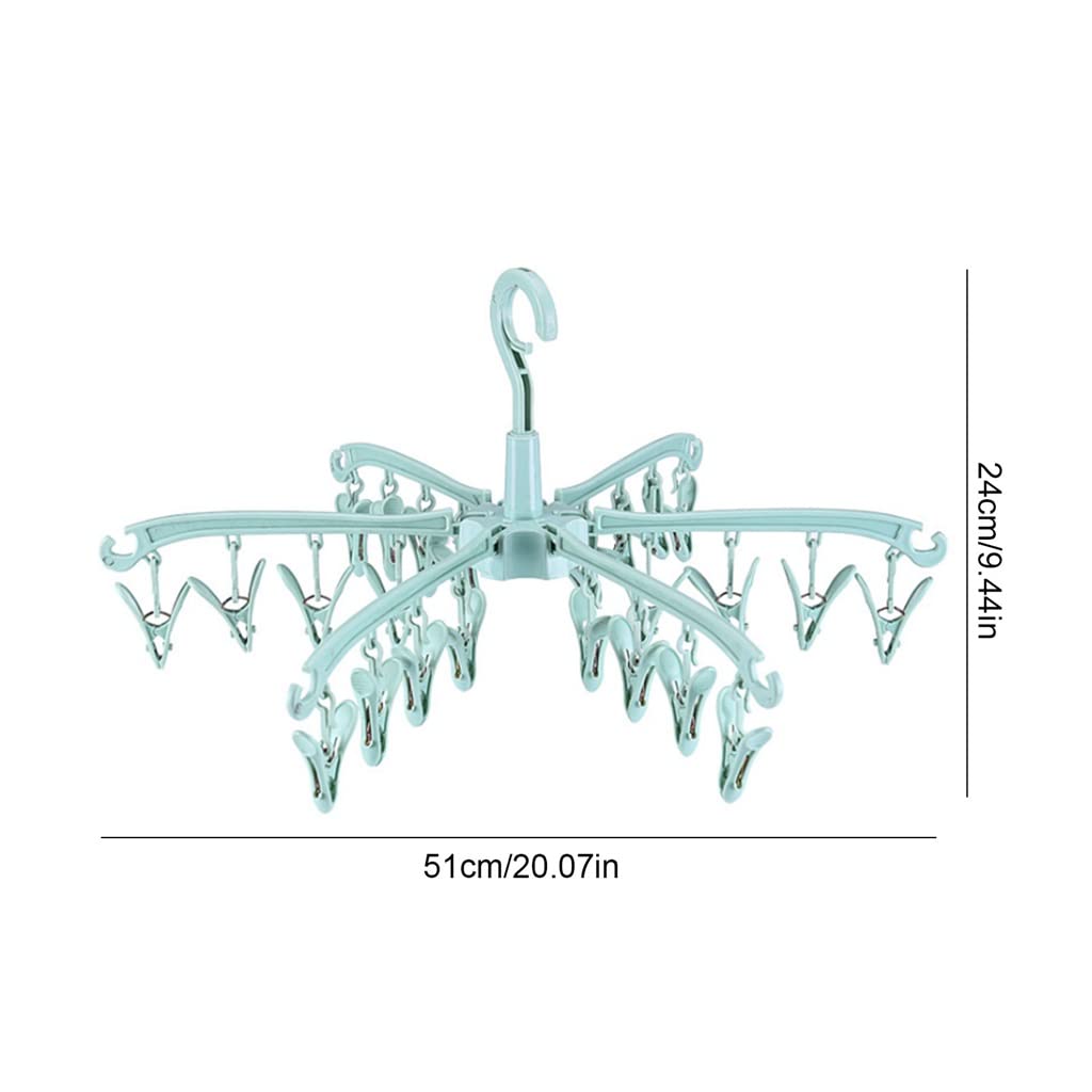 HNJCHE 24 Clip Socks Indoor Folding Sock Rack Clothes Laundry Foldable Hanger (Color : Gray, Size : 51 * 51 * 24cm)