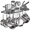 Vdomus Hanging Pot Rack, Wall Mounted Pots and Pans Holder 29.3 by 13 Inch, Kitchen Cookware Organizer for Pots and Pans Storage, 15 Moveable Hooks Square Grid, Silver