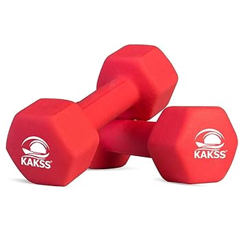 KAKSS Neoprene Fixed Dumbbells Sets (Proudly Made in India, 1kg, Red) - image, photos