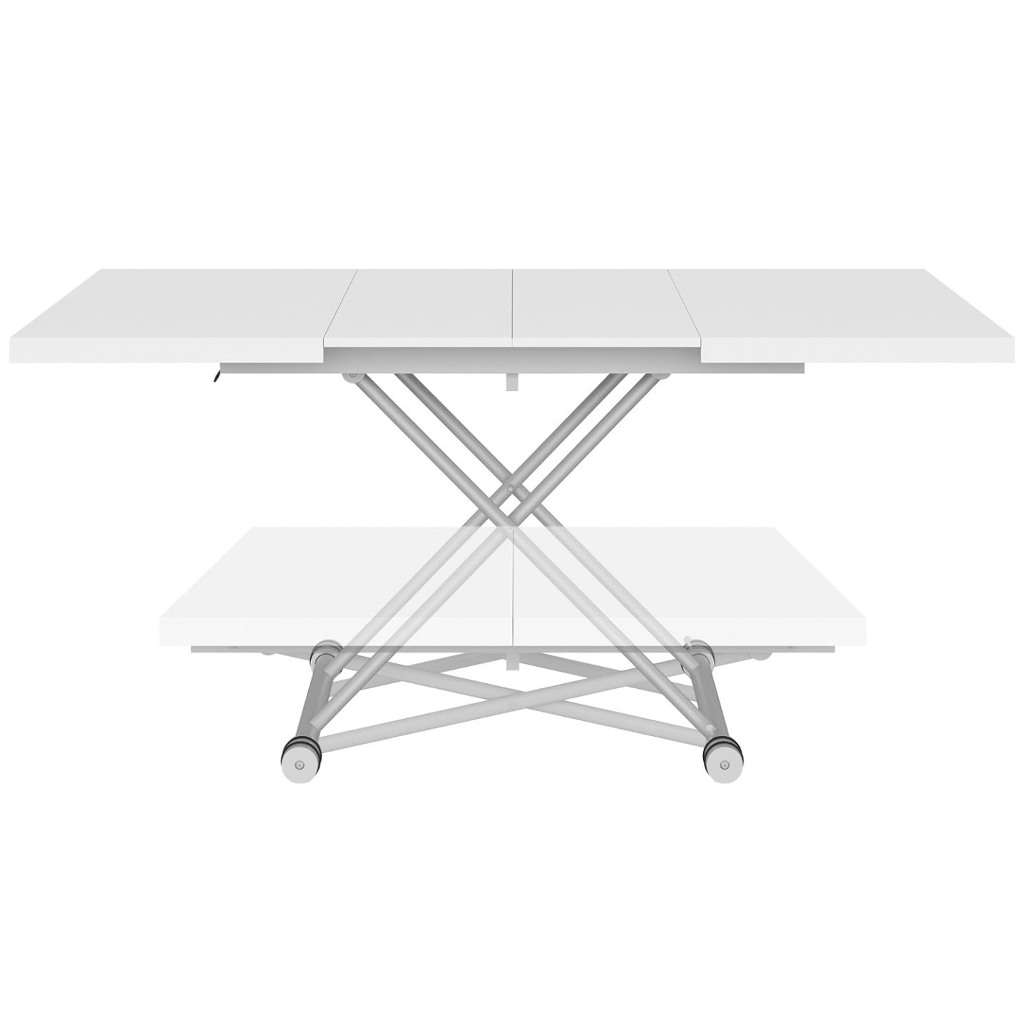 IDMarket - Table Basse Extensible relevable ALTURA Blanc et chromé