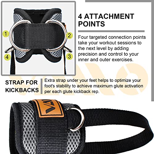Image of VAIIO Ankle Straps for Cable Machines,Adjustable Comfort fit Neoprene, Reinforce Double D-Ring - Premium Ankle Cuffs to Improve Abdominal Muscles, Lift The Butts, Tone The Legs for Men & Women