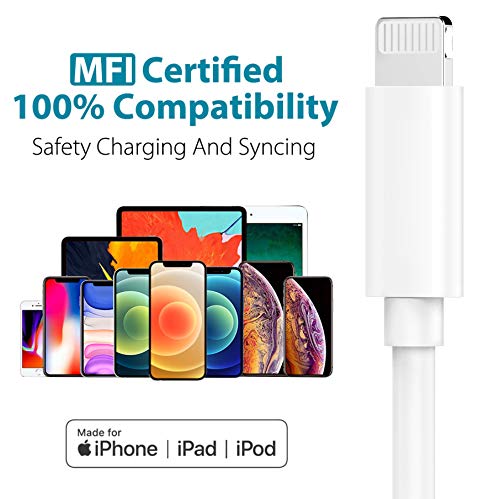 GlobaLink Cable USB C a Lightning, Paquete de 3 Cables USB Tipo C a Lightning de 2M (MFi Certificado) de Carga Rápida Compatible con iPhone 12 Mini /12/11 Pro MAX/SE 2020/XR/8, iPad 10.5/ Air3-blanco