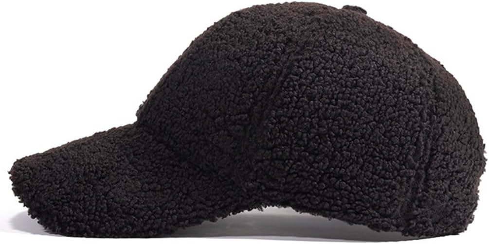 Women's Lamb Wool Winter Baseball Caps Soft Solid Color Warm Baseball Hat - Image 3