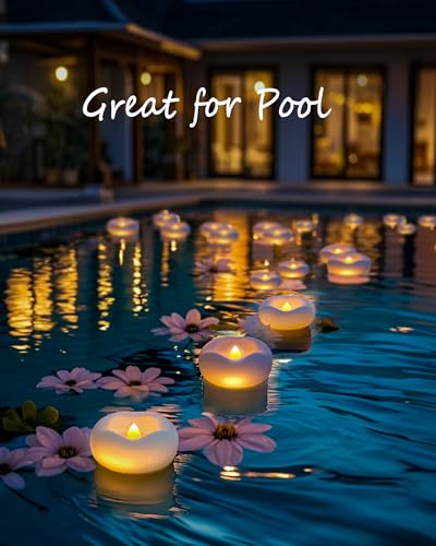 12 Stück 5,1 cm LED schwimmende Kerzen, 180 Stunden Schwimmkerzen für Pool, geeignet für romantische Hochzeitsmittelstücke/Badezimmer/Pool/Brunnen