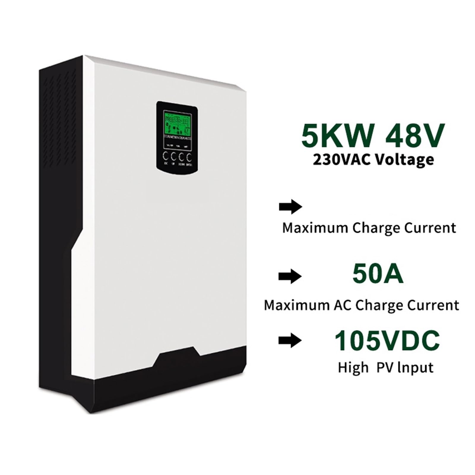 Inversor Solar HíBrido Inversor Solar Híbrido De Onda Sinusoidal Pura De 5KW Controlador De Carga Solar PWM 50A Incorporado Y Cargador De CA De 60A(SPR-5K)