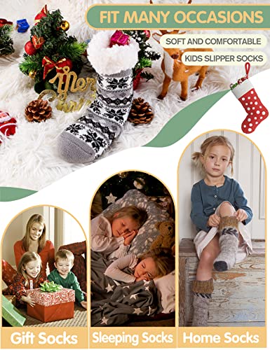 Image of MOGGEI Girls Slipper Fuzzy Socks Kids Boys Fluffy Fleece Lined Warm Plush Sherpa Winter Child Home Socks