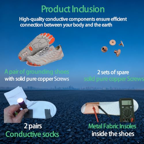 Image of Grounding Barefoot Shoes with Copper , Effective Full-Chain Grounding | Solid Copper Screws,Conductive Insoles，Extra Conductive Socks.Zero-drop,flexible wide toe box,for unisex