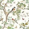 Nukofal Vintage Bird Peel and Stick Wallpaper Floral Bird Contact Paper 16.9inch x 118.1inch Leaf Floral Wallpaper Peel and Stick Boho Self Adhesive Removable Wall Paper for Bathroom Wall Decorative