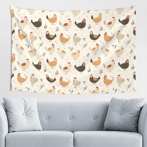 Bonito tapiz con estampado de pollo de campo para dormitorio, tapiz para colgar en la pared, decoración estética para dormitorio, sala de estar, 60 x 40 pulgadas, tapices de pared para decoración del