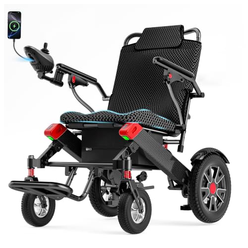 Image of BIQISSI Electric Wheelchair for Adults, 20.3 inch Wide Seat, Red, 12MI | 500W Power, 350LBS Capacity Motorized Wheelchair, All Terrain Power Wheelchair for Outdoor, Airline Approval