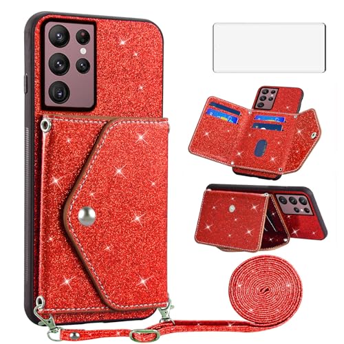 Coque S22 Ultra Asuwish GLTSJB US rouge housse de protection rigide