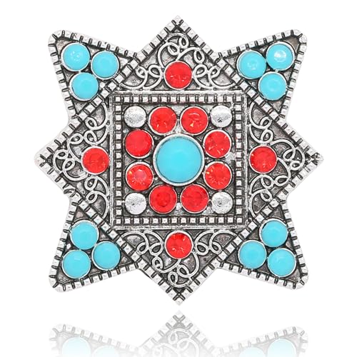 Image of Turquoise West Cowboy Oval Tear Drop Brooch Pin for Women Retro Brooches Pins Classic Fashion Jewelry Accessories Gift