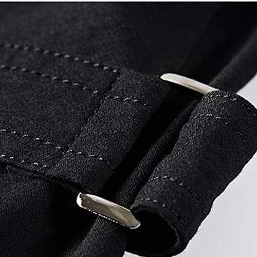 iYYVV Mens Winter Warm Jacket Overcoat Outwear Slim Long Trench Buttons Coat Jacket Black - Thumbnail 4
