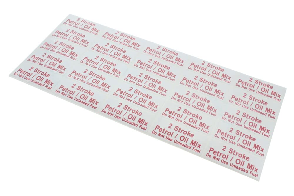 L&S Engineers Self Adhesive Label - 2 Stroke Petrol/Oil (Pack Of 50)