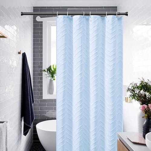 Schwarze Duschvorhangstange ohne Bohren - Verstellbar 76-132cm - Ideal für Bad, Garderobe und Balkon - 25mm Durchmesser 