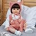Pinky Lovely 22inch 55cm Reborn Baby Dolls Girl Real Life Full Body Vinyl Newborn Baby Dolls Realistic Looking Brown Long Hair Girl Doll Toy for Ages 3+