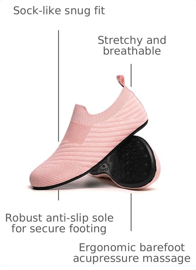 Image of QZKDM Lightweight Slip on Grip Indoor House Slippers Barefoot Non Slip Home Exercise Yoga Shoes for Men Women
