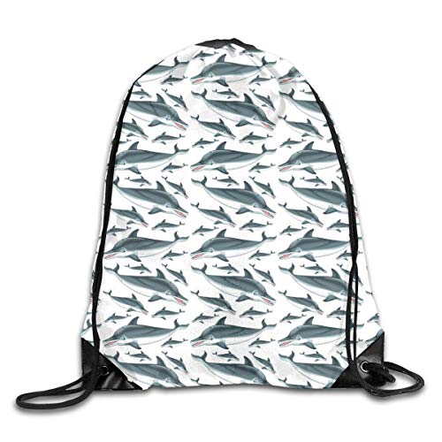 shenguang A Cute Dolphin Mochila Deportiva con cordón Gimnasio Yoga Sackpack Bolsa de Cuerda Bolsa de Viaje Saco de Almacenamiento para Mujeres y Hombres Adecuado para la Escuela Natación Correr P