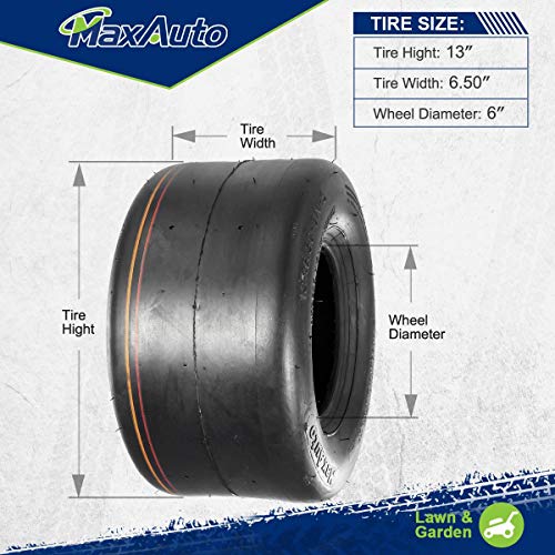 Maxauto 13X6.50-6 Tires, 13X6.50X6 Lawn Mower Tires, 13-6.50-6 Smooth Turf Tires, 13X6.5-6 Tractor Tire, 4Pr Tubeless, Set Of 2 #TOP4