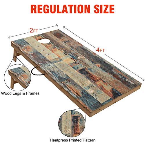 Oofit Solid Wood Premium Cornhole Game Set, 4X2 Regulation Size Cornhole Boards With Waterproof Printed, Portable Bean Bags Toss Boards & Professional Cornhole Bags Set Of 8 #TOP1