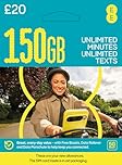 EE Pay As You Go SIM Card UK PREPAID PAYG with 150GB data, Unlimited minutes and text bundle for 30 days - worth £20
